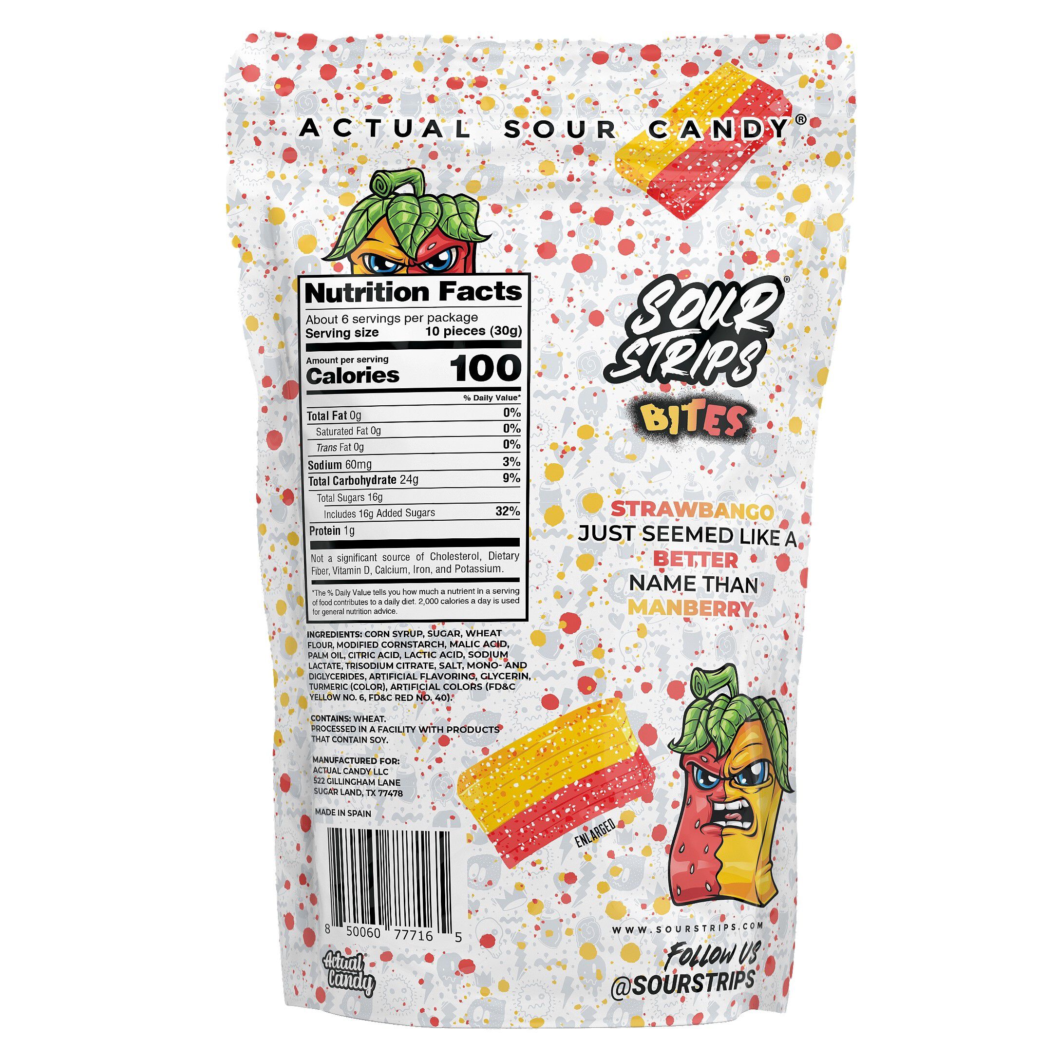 Sour Strips Strawbango Bites Candy Bag, 6.35oz - THE HERSHEY COMPANY
