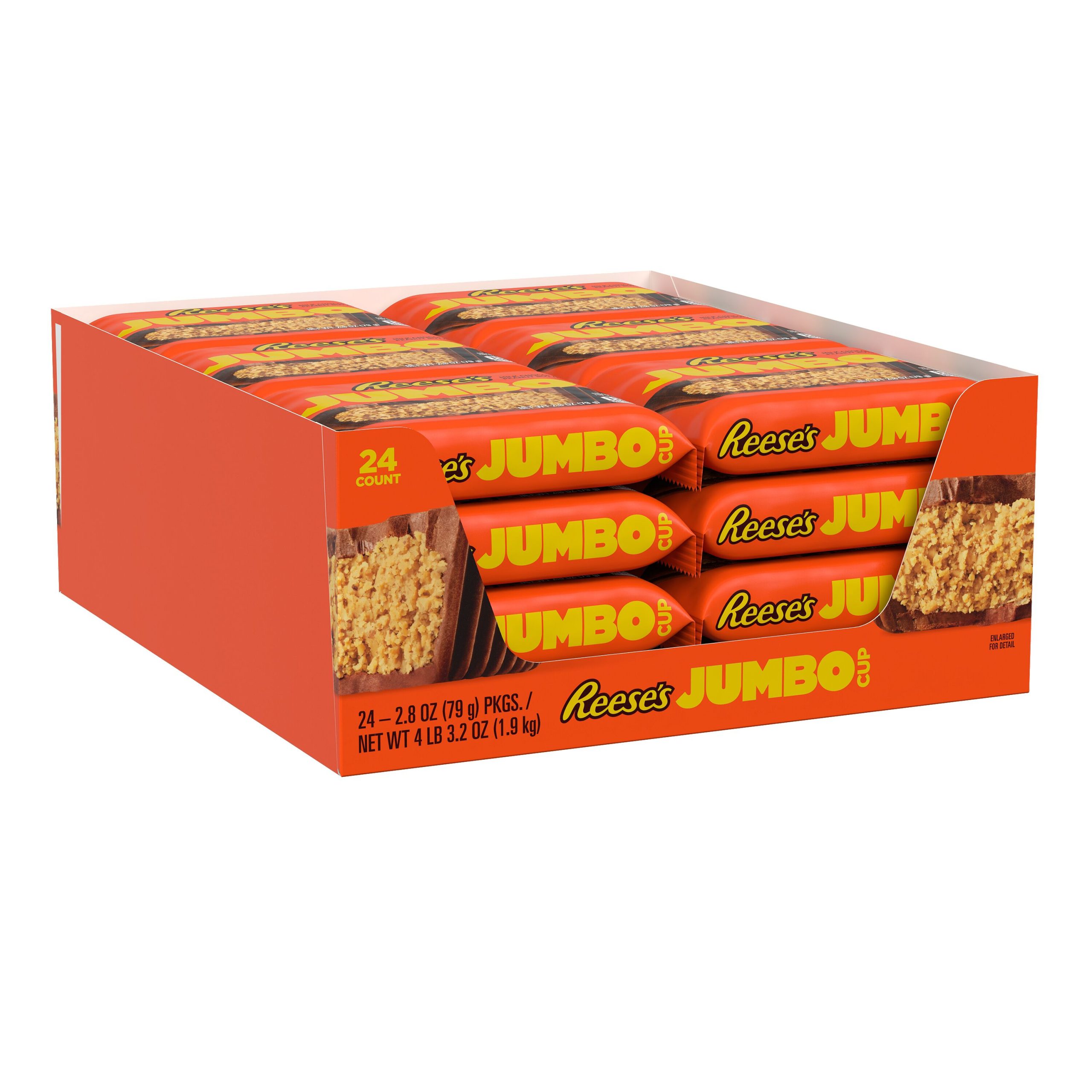 REESE’S Jumbo Cup Milk Chocolate Peanut Butter Cup Candy Pack, 2.8 oz (24 Count) - THE HERSHEY COMPANY