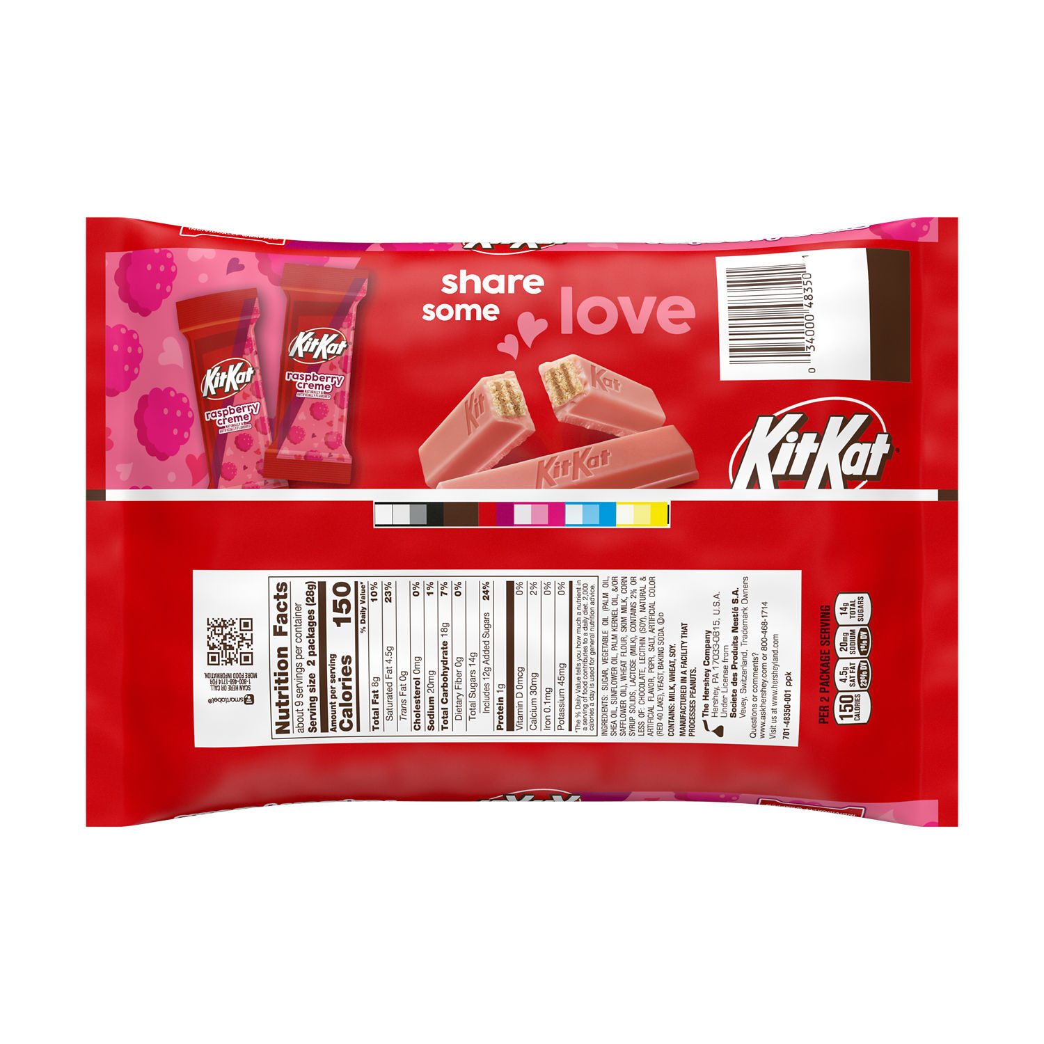 KIT KAT® Raspberry Flavored Creme Snack Size Wafers, Valentine’s Candy Bag, 8.8 oz - THE HERSHEY COMPANY