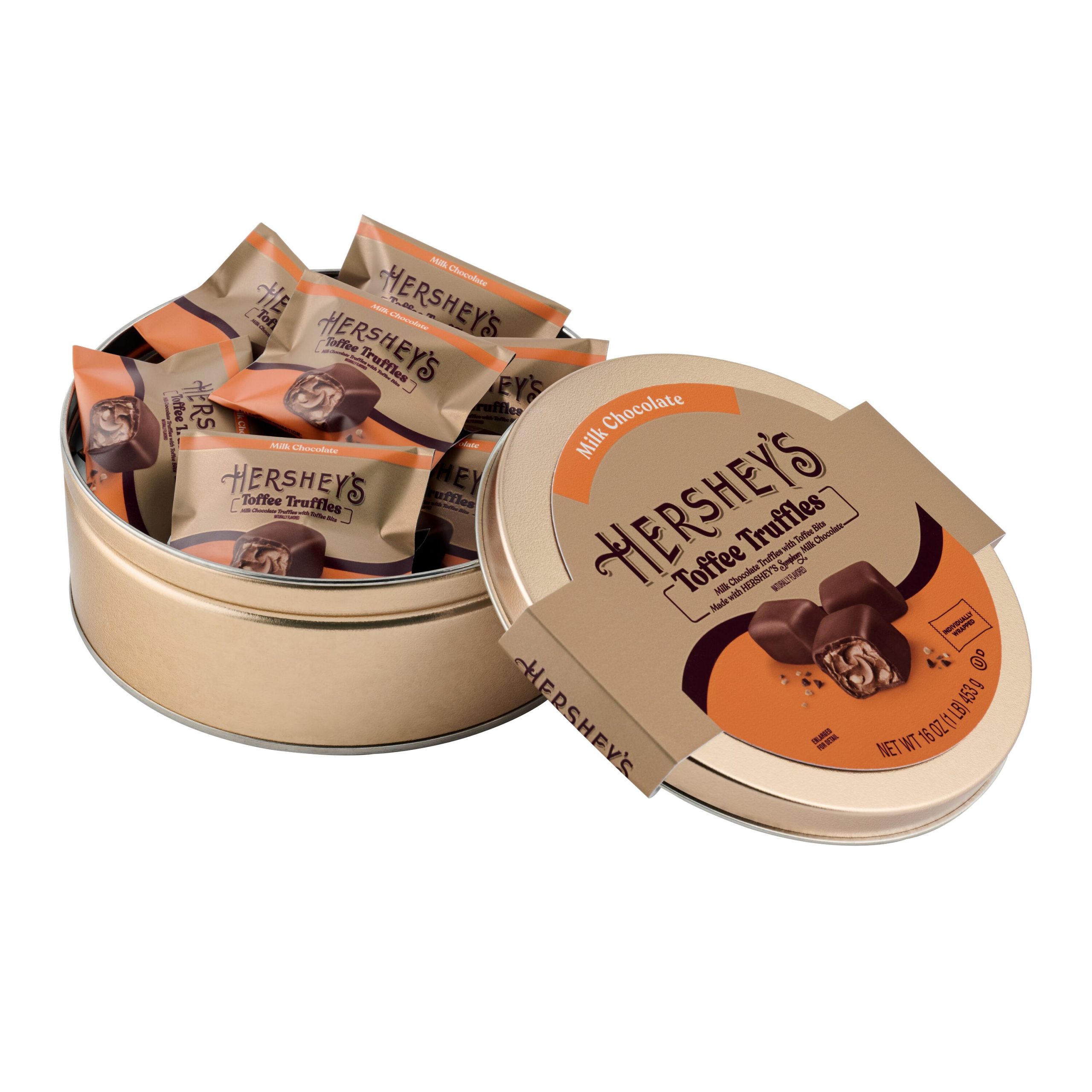 HERSHEY’S Milk Chocolate Toffee Truffles Gift Tin, 1 lb - THE HERSHEY COMPANY