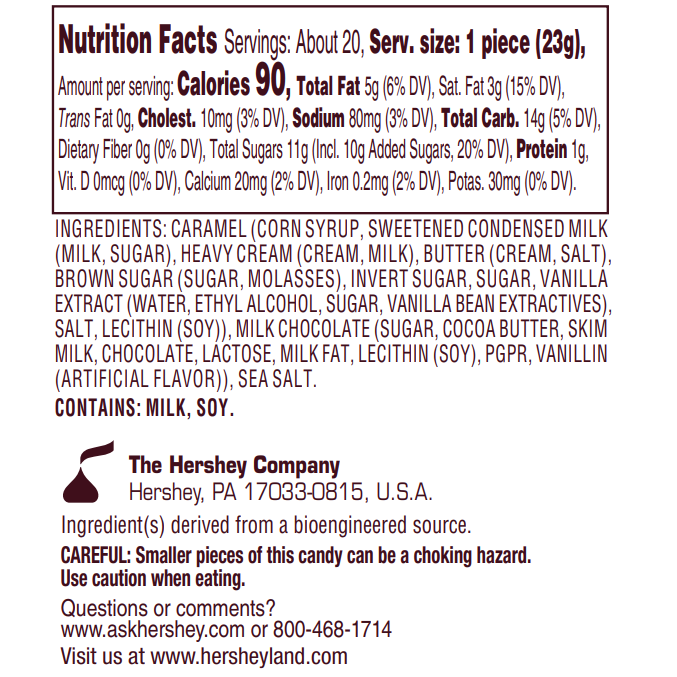 HERSHEY’S Caramels Candy Gift Tin, 1 lb - THE HERSHEY COMPANY